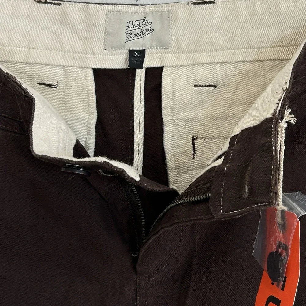 Deus Ex Machina Ford Pants 30X32 Mid Rise Straight Leg Pockets Brown Minimalist